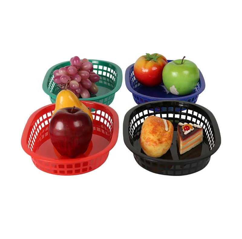 Wholesale Durable Plastic PP Eco-friendly Colorful Fast Food Chips Fruit Serving Basket