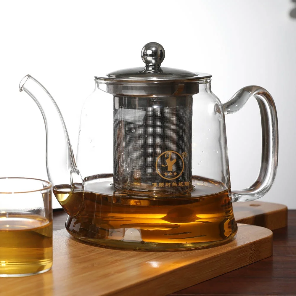 Jiaying custom made water boiler glass kettle kitchen tea pot with strainer