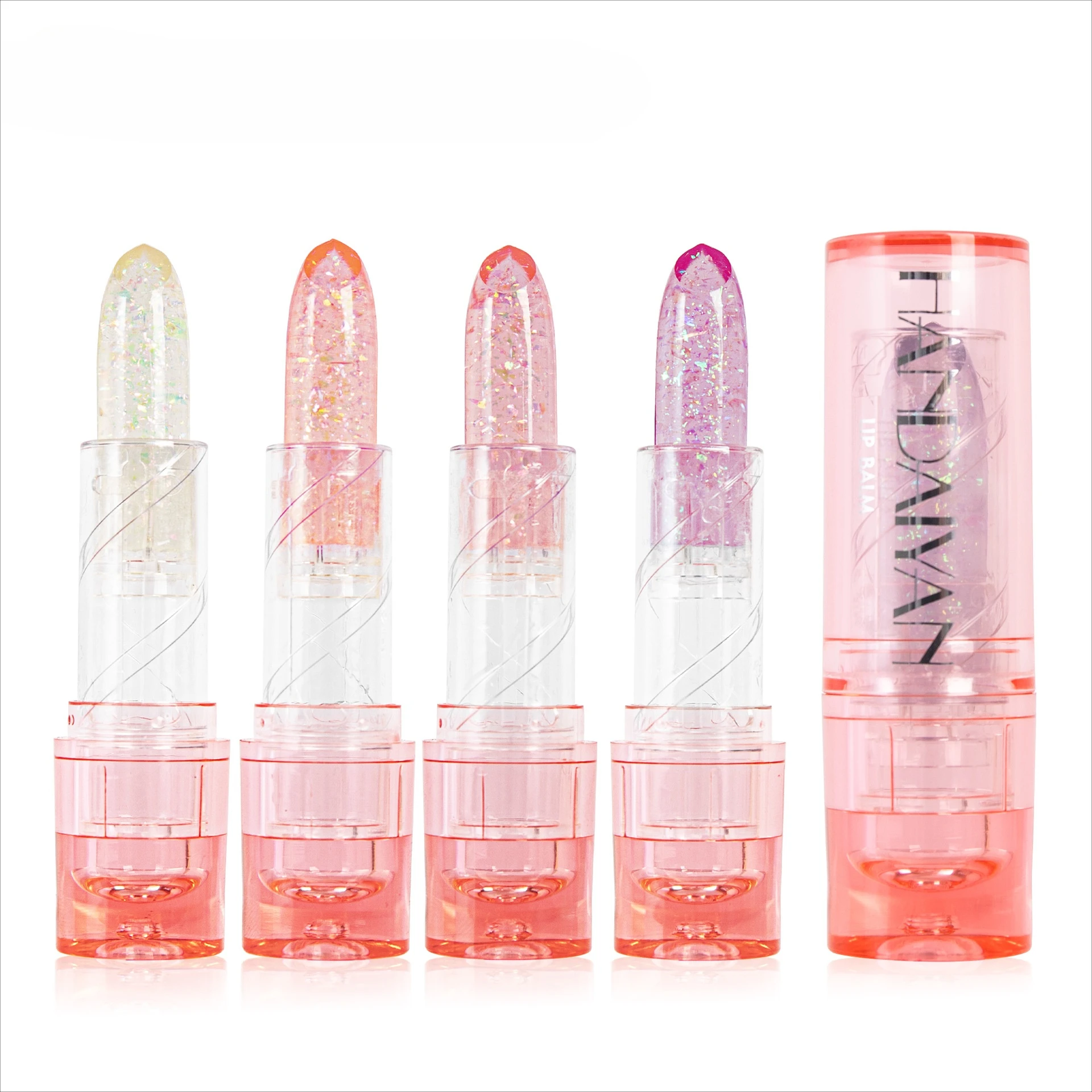 4 Color temperature sensitive lipstick glitter anti dry crack long-lasting moisturizing lip oil jelly