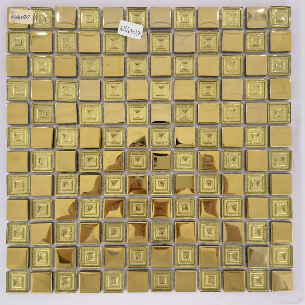 Modern Design Luxury Gold Color Decorative Strip Look Glass Mosaic Ceramic Wall Tile for Bathroom Wall