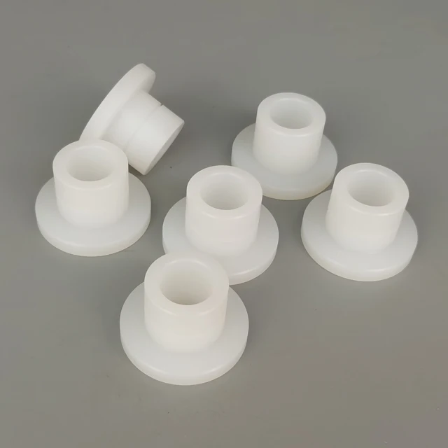 best selling plastic cnc machining pa66 peek  ptfe pom uhwmpe Nylon Flange Sleeve/Bushing
