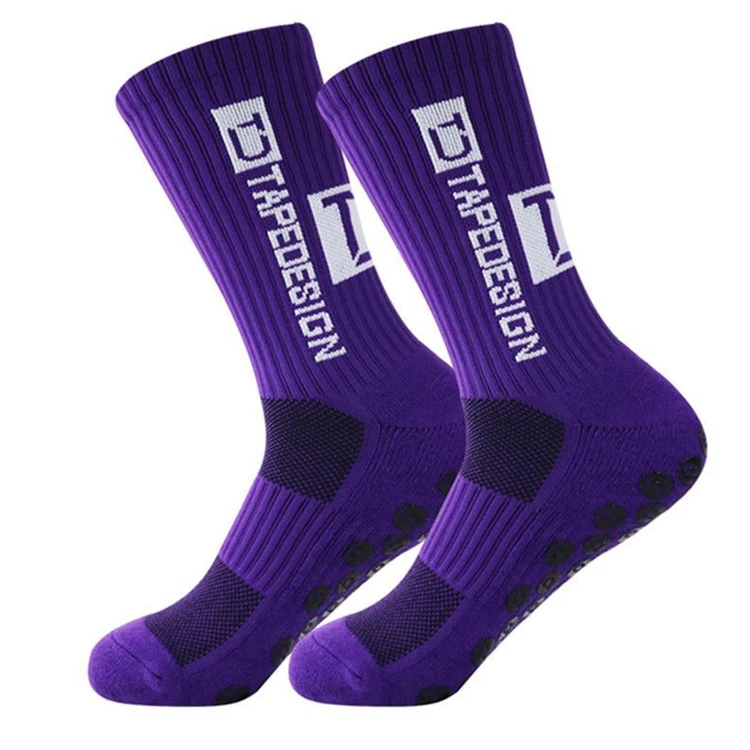 Low MOQ custom soccer grip socks Men sports socks with custom design anti slip grip socks