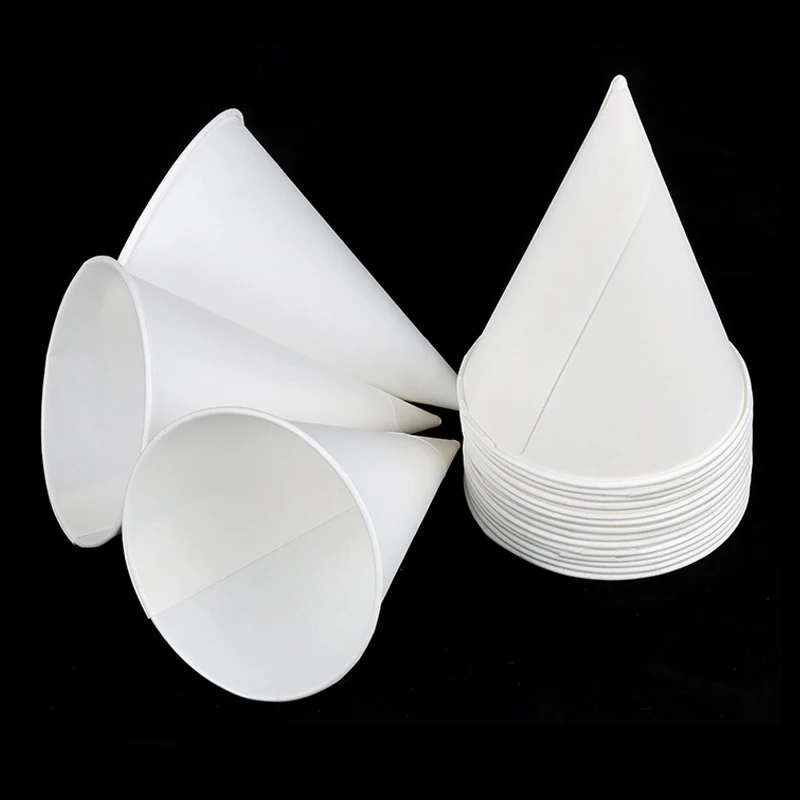 Disposable custom Color conical 6oz paper cup Straight drinking water shaved ice cream cone paper cup Conical paper cup