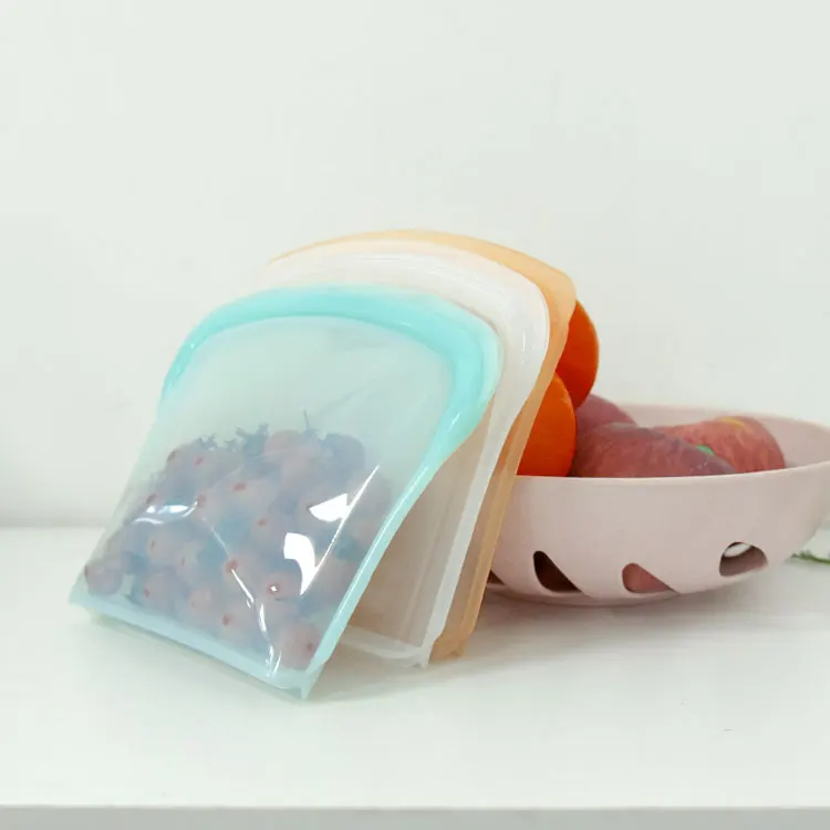 800ML Food Grade Reusable Silicone Food Storage Bag Leak-Proof Reusable Sandwich Bag