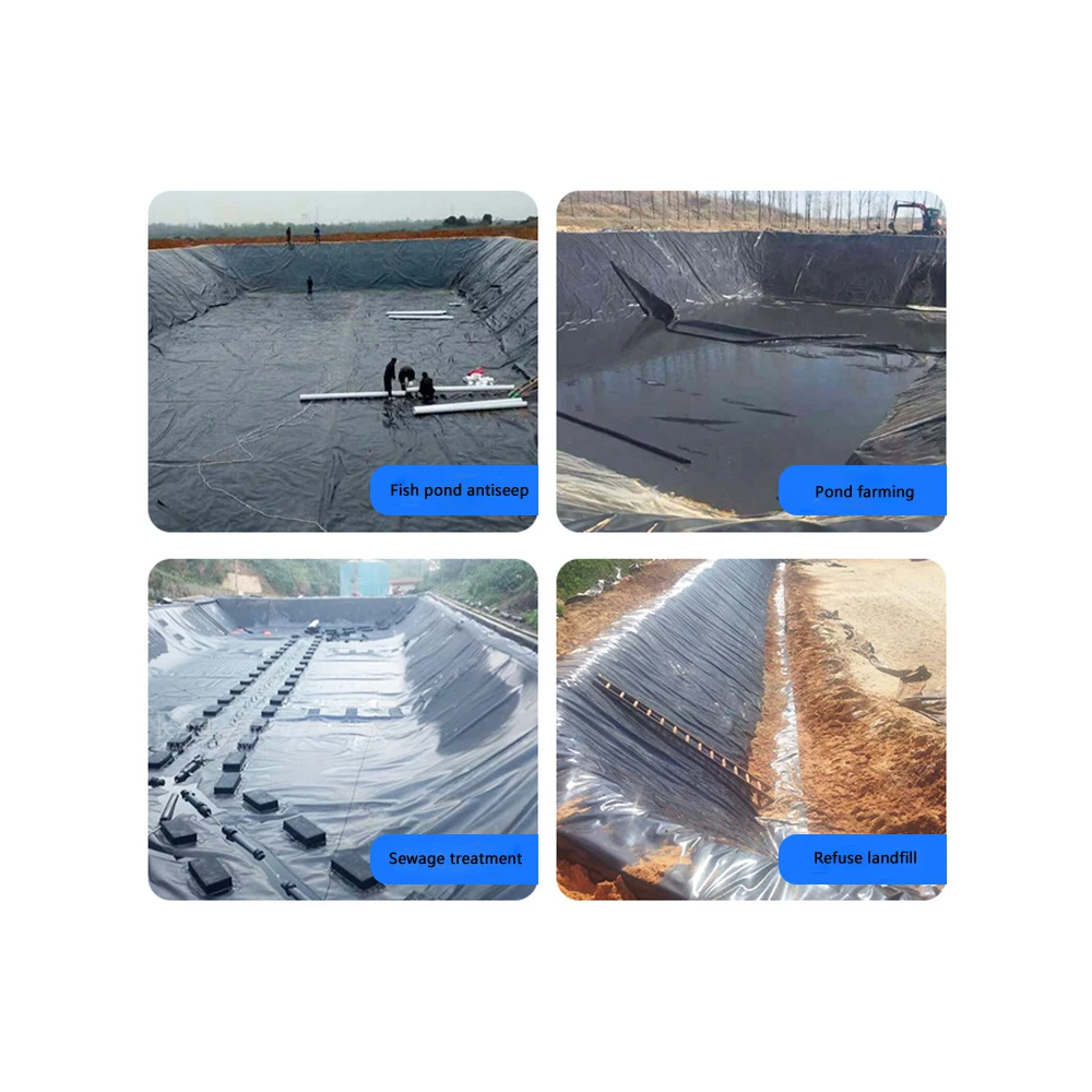 Factory Price 0.5mm 1.5mm 2mm Black Blue Fish Shrimp Pond Liner Hdpe Geomembrane Hot Sale