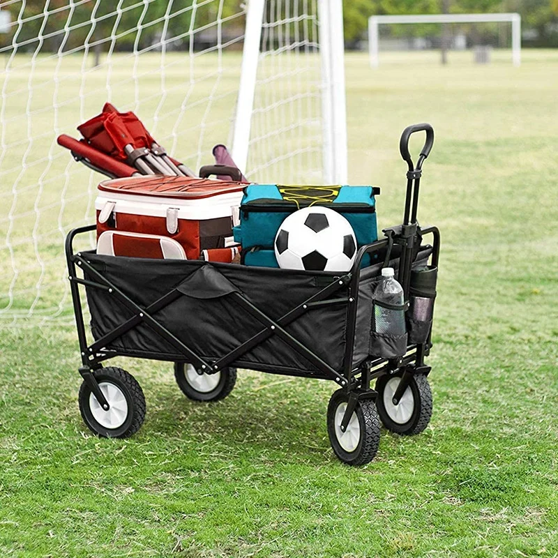 Outdoor Picnic Beach Wagon Camping Cart Trolley Garden Trail Foldable Collapsible Folding Utility Hand Cart Wagon