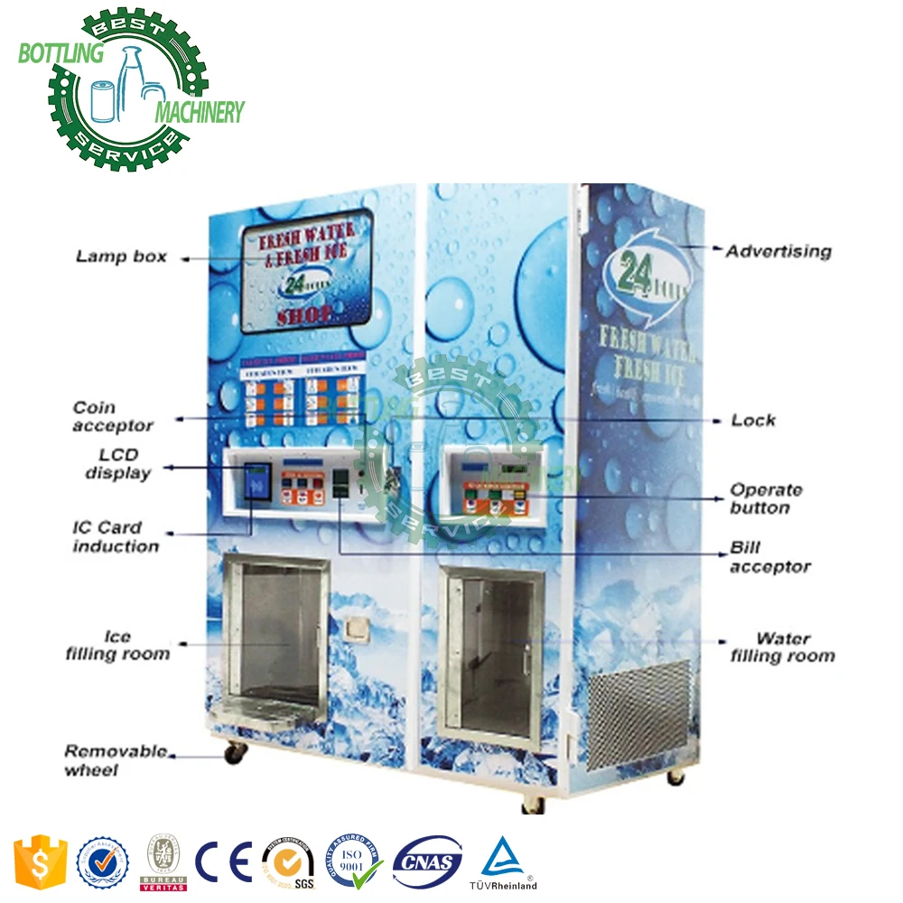 24 Hour commercial community Self-service water and bag cube ice vending machine for selling
