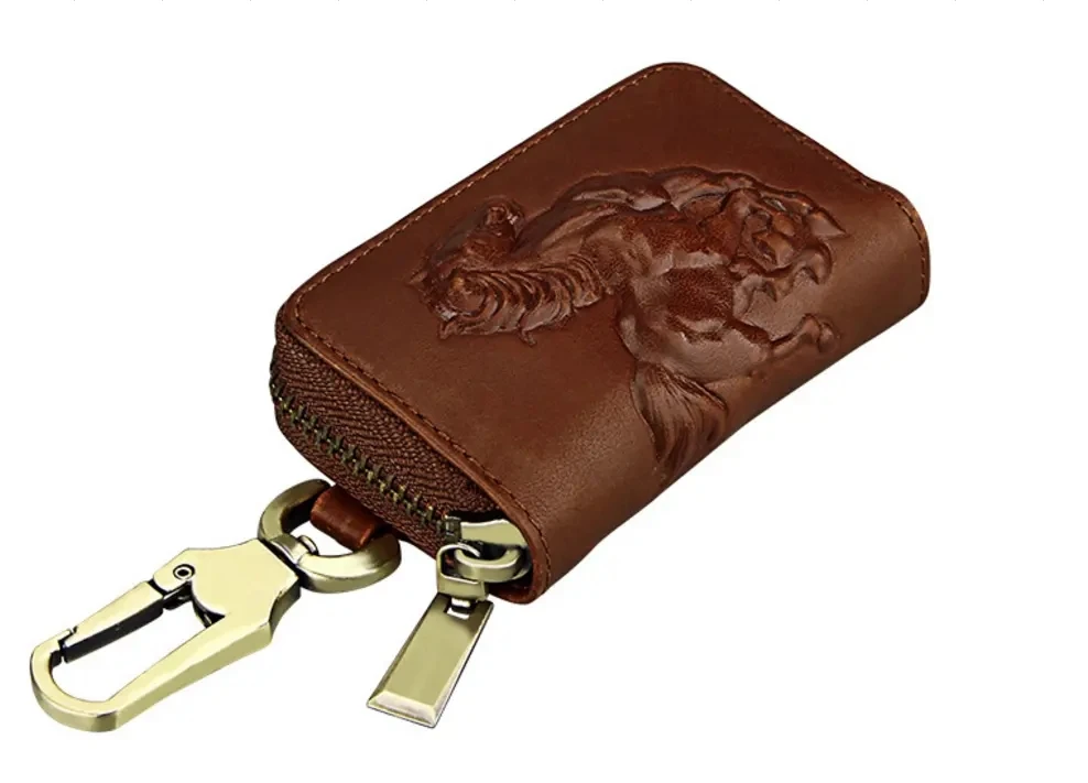 Full Grain Leather Antique Wallet Type Key Chain