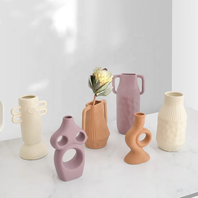 Nordic morandi different shape dysmorphism ceramic vase ornament for home model