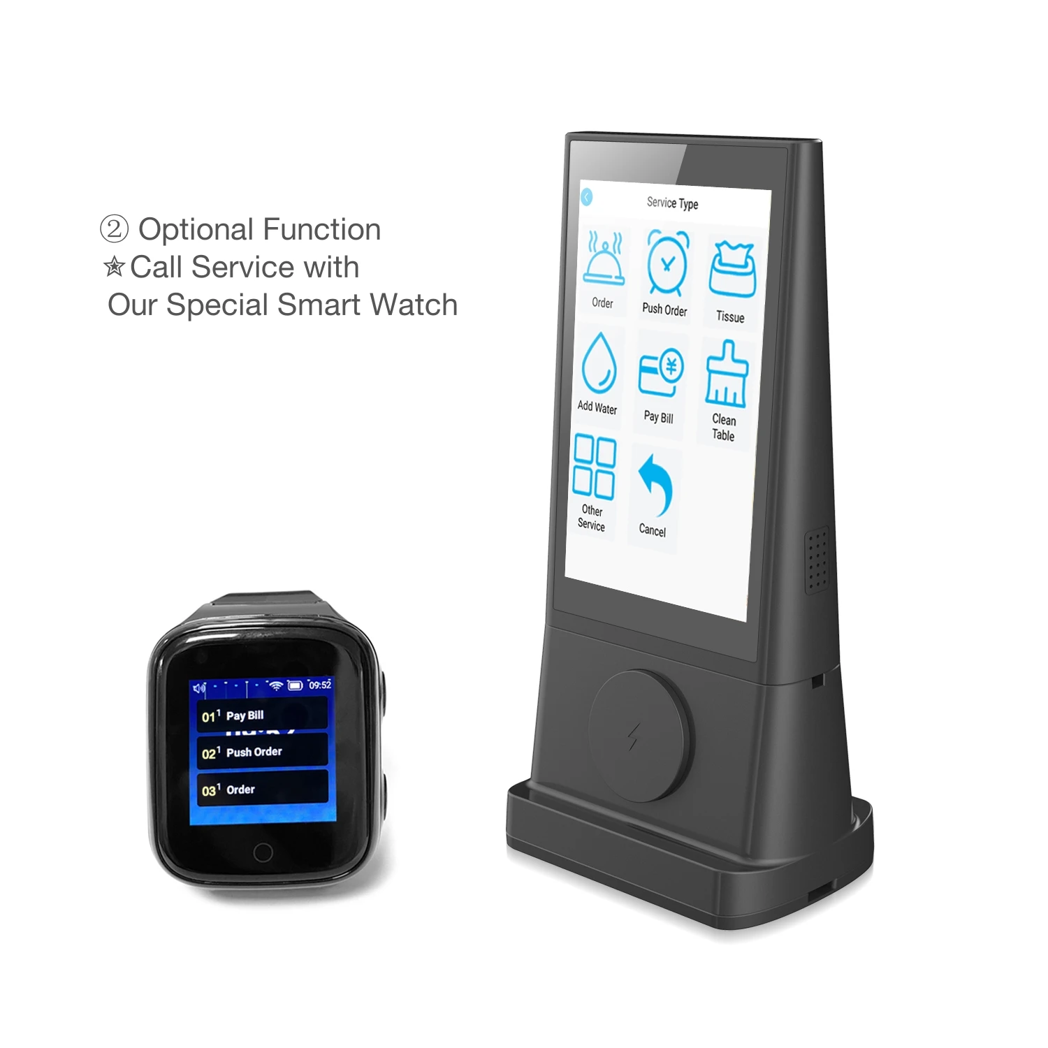 FYD-06 Restaurants Bars Hotels Smart Solution Tabletop Calling System Order Kiosk Battery Powered Screen ADS Menu Display Device