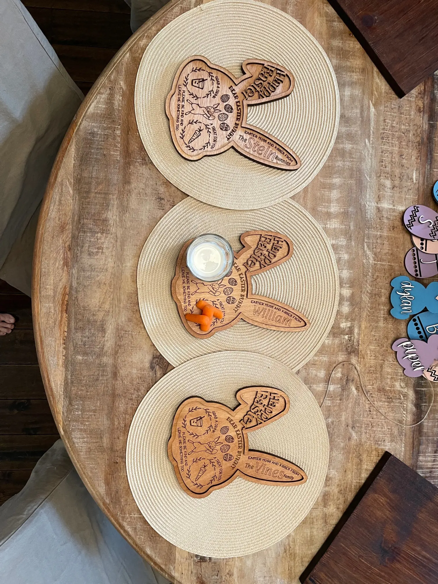 Easter Decoration 2024 Easter Rabbit Tray Wooden Bunny Tray Board Easter Home Decoration