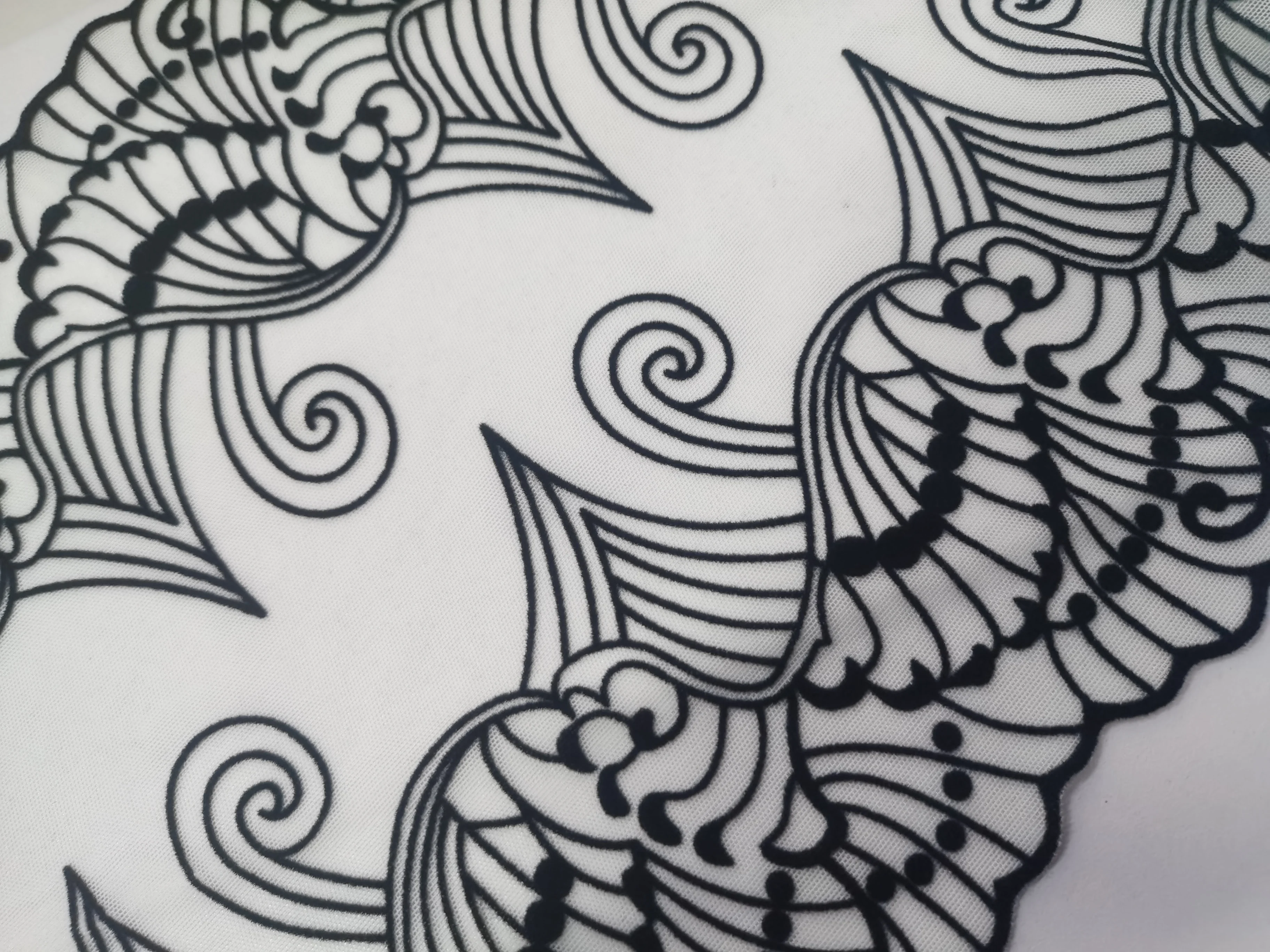 2023 New fashion design 75 Nylon 25 spandex 80gsm velvet edge jacquard mesh lingerie fabric