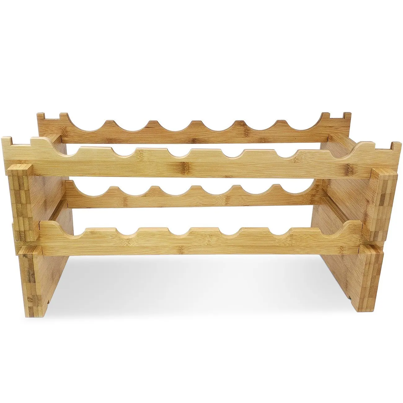 Bamboo Stackable Modular Wine Rack Large Capacity Stackable Storage Stand Display Shelves Wooden Wine Holder Perfect for Home