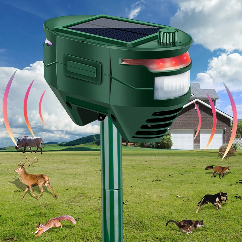Solar Animal Repeller lights Ultrasonic Bird Dog Cat Wolf Wild Pig Badger Repellent Waterproof Wild Animal Bird Repeller