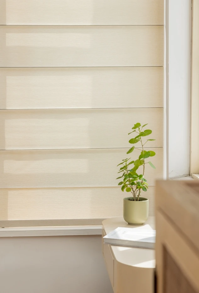 ZSTARR Home Decor French Windows Horizontal Pattern Elegant Blackout Fabric Electric Roller Shades Roman Blinds for Bedroom