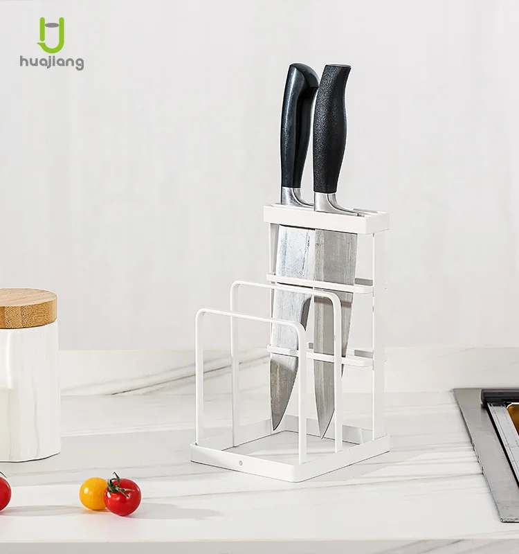 Wholesale Multi-function Metal Cutting Board Rack Steel Wire Chopping Board Holder Kitchen Organizer with knife holder