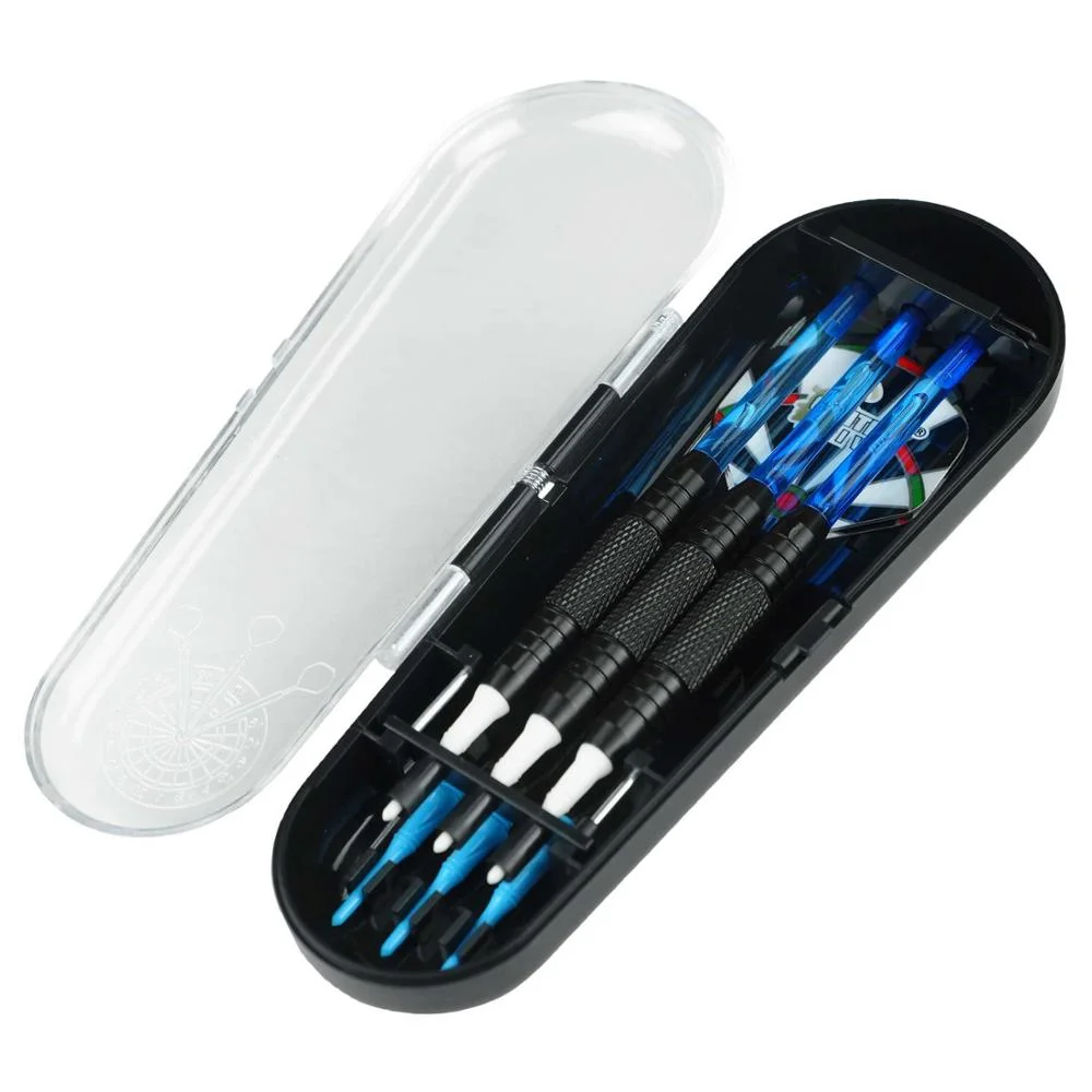 
Gentry Live Soft Tip Dart Set With Blue Nylon Shafts + Standard Flight + Black coated Brass Barrel + White Soft dart tip + Cases 