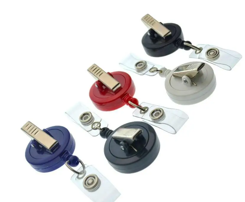 Retractable Badge Holder ID Card Holder Reel with SWIVEL-BACK Alligator Clip 360 Black