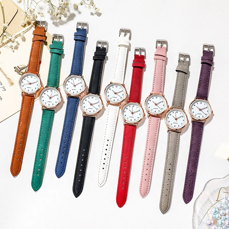 Factory Wholesale Different Colors Fashionable Nubuck Leather Noctilucent Quartz Watch For Women Men