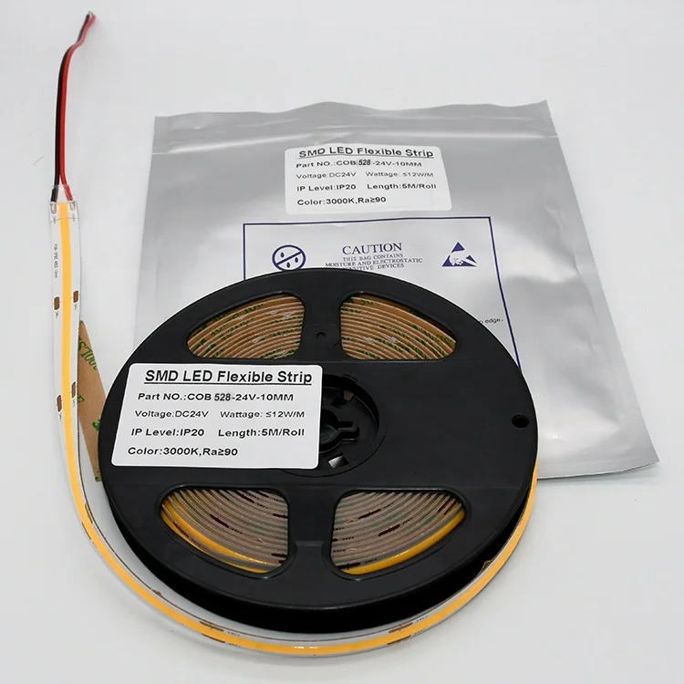 Новая популярная высокая яркость 24 В водонепроницаемый IP20 IP65 IP67 IP68 528 светодиодов/м Гибкие теплые белые мягкие Cob светодиодные полосы света