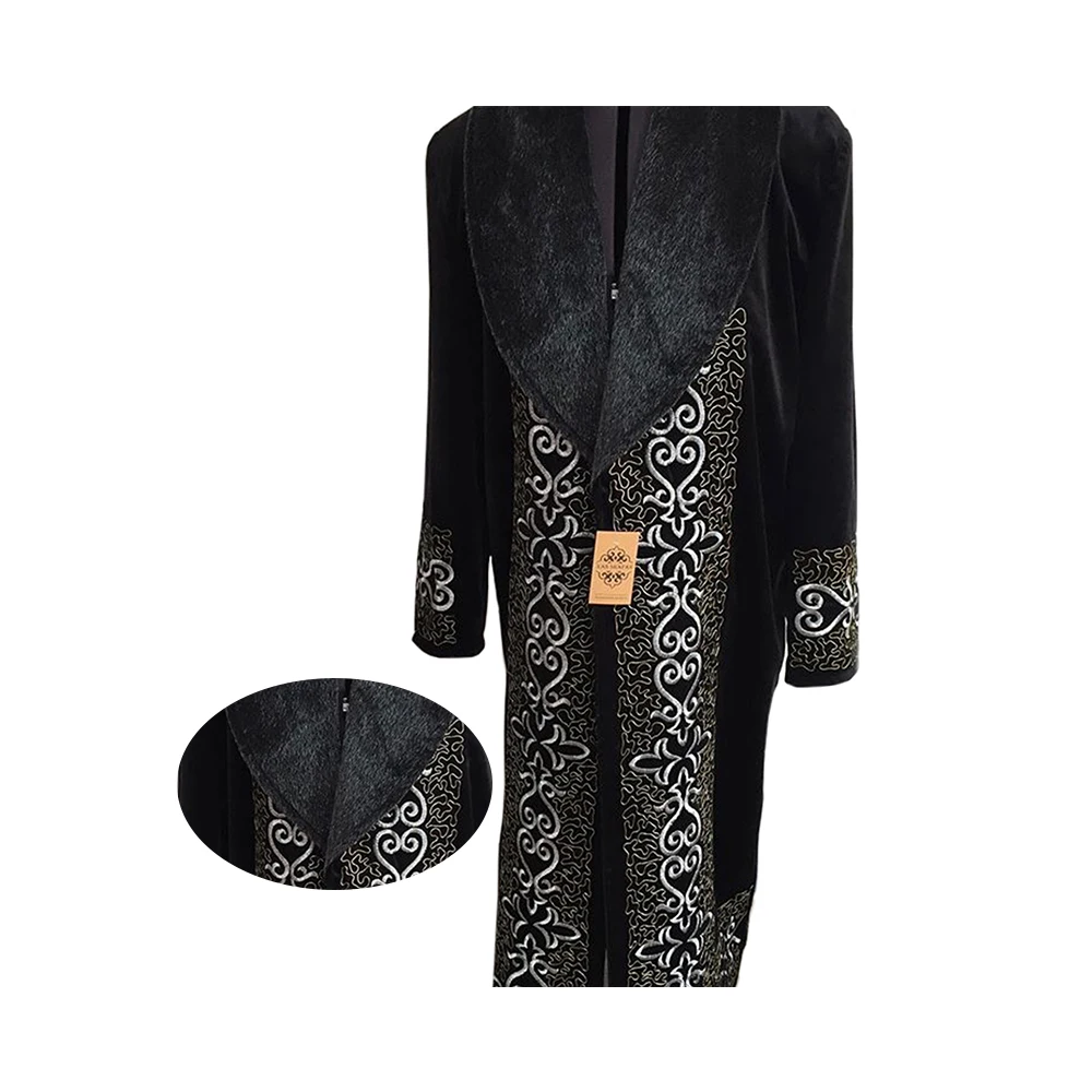 
Traditional Robe Overcoat Men Clothing with Faux Fur Collar 