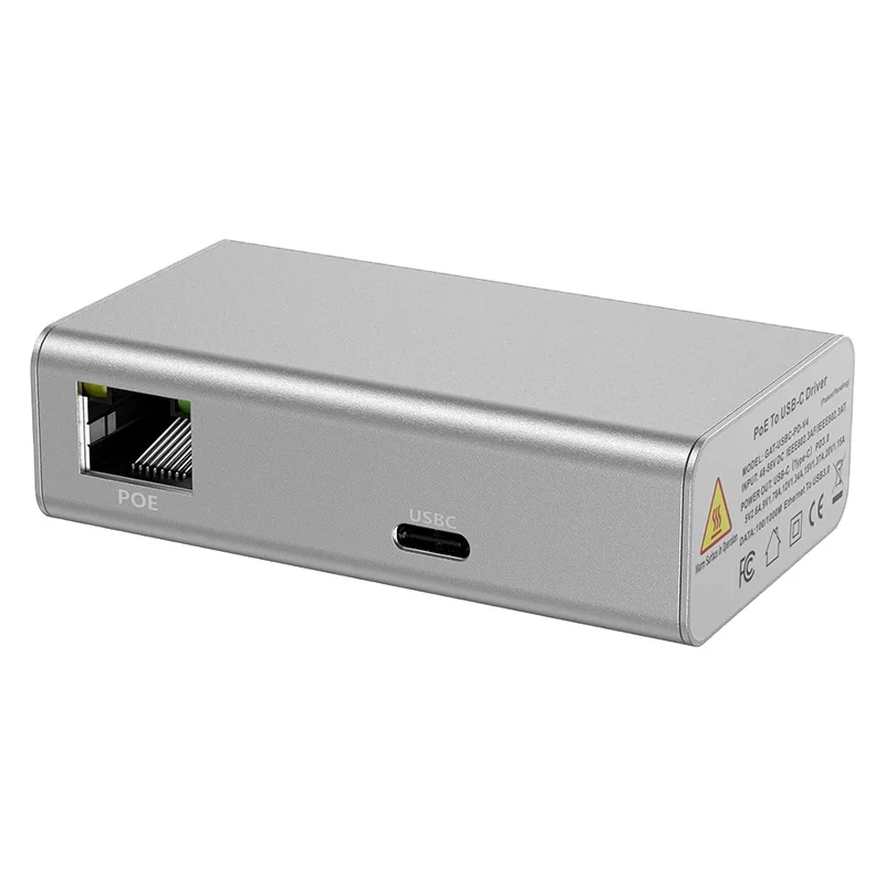 Gigabit POE Box and USBC port network converter Power wired 1000m data with Type-C connector for Tablet Computers