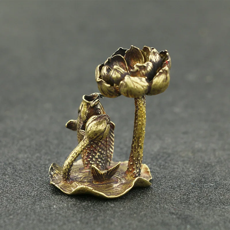 Retro copper lotus leaf reflux incense ornaments brass lotus incense holder incense rack