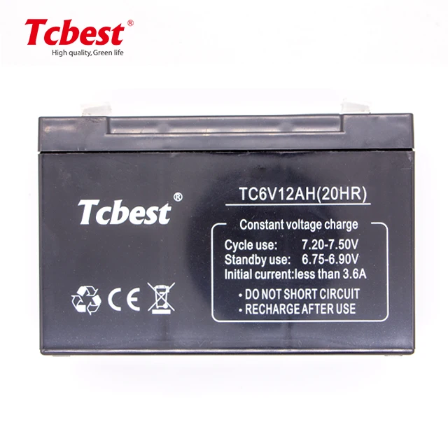 Tcbest/OEM Wholesale Battery Manufacturer for Golf cart Lead-Acid 6V12AH Lead Acid Batteries