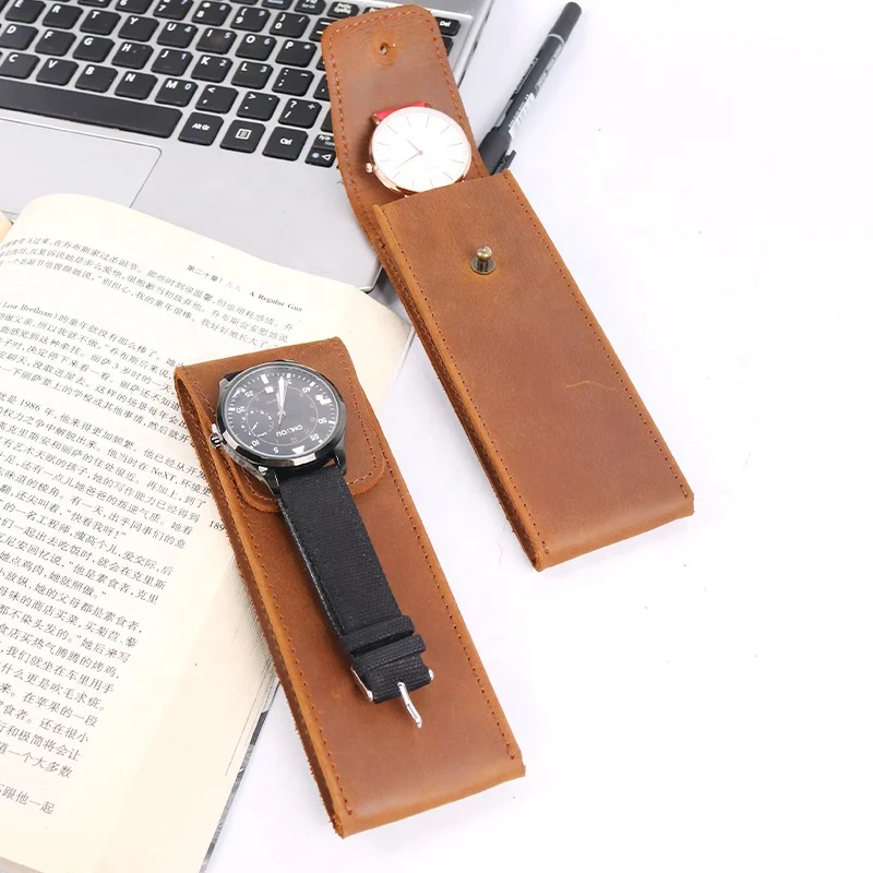 CHANGRONG Custom Handmade Single Leather Watch Pouch Case