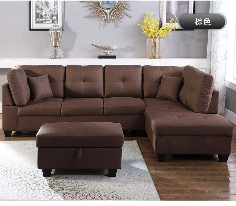 New Business Corner Sofa Set Furniture Fabric Small Unit Three Person Couch Living Room Sofas Corner Simple Combination in Stock