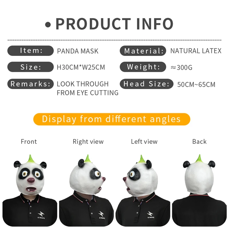 Customized Realistic Chinese National Treasure Panda Halloween Latex Animal Mask Cosplay Party Performance Props