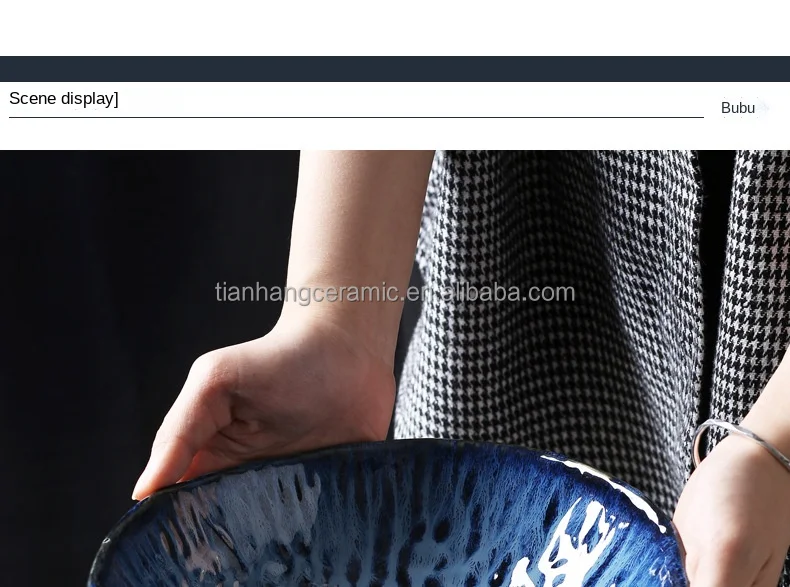 Nordic Modern Home tableware blue Glazed deep Plates Bowl Ceramic Dinnerware for hotel Restaurant porcelain Salad dessert bowls.jpg