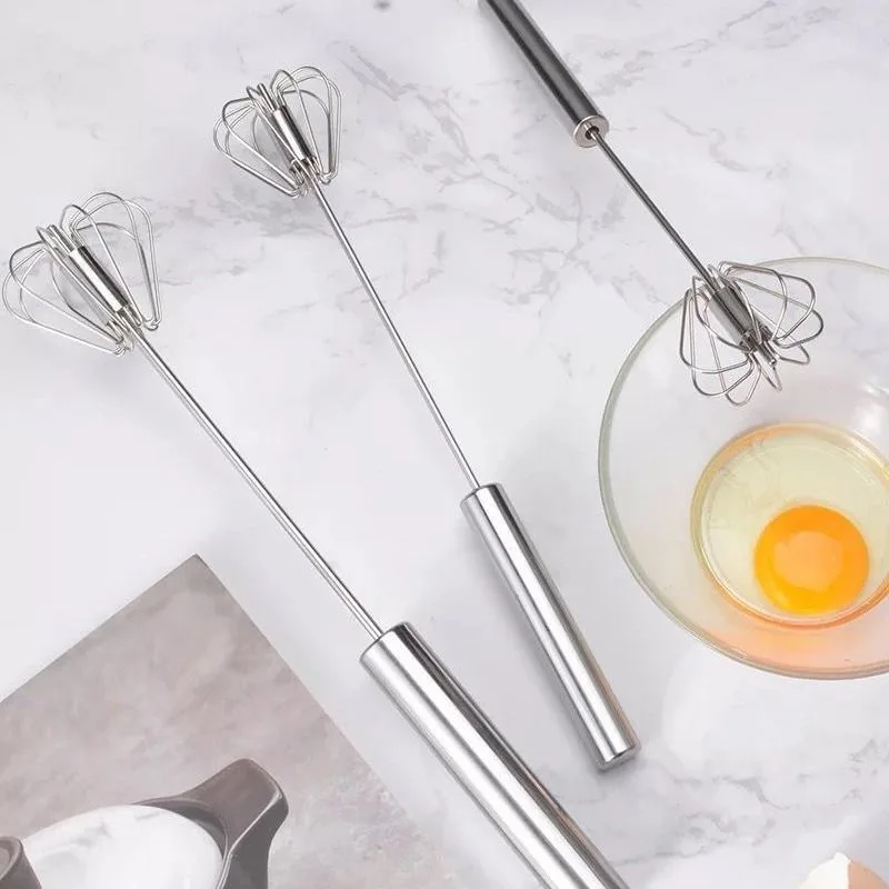 10 Inch Stainless Steel Semi-automatic Rotary Egg beater Labor-saving Egg Whisk Baking Tools Kitchen Tools