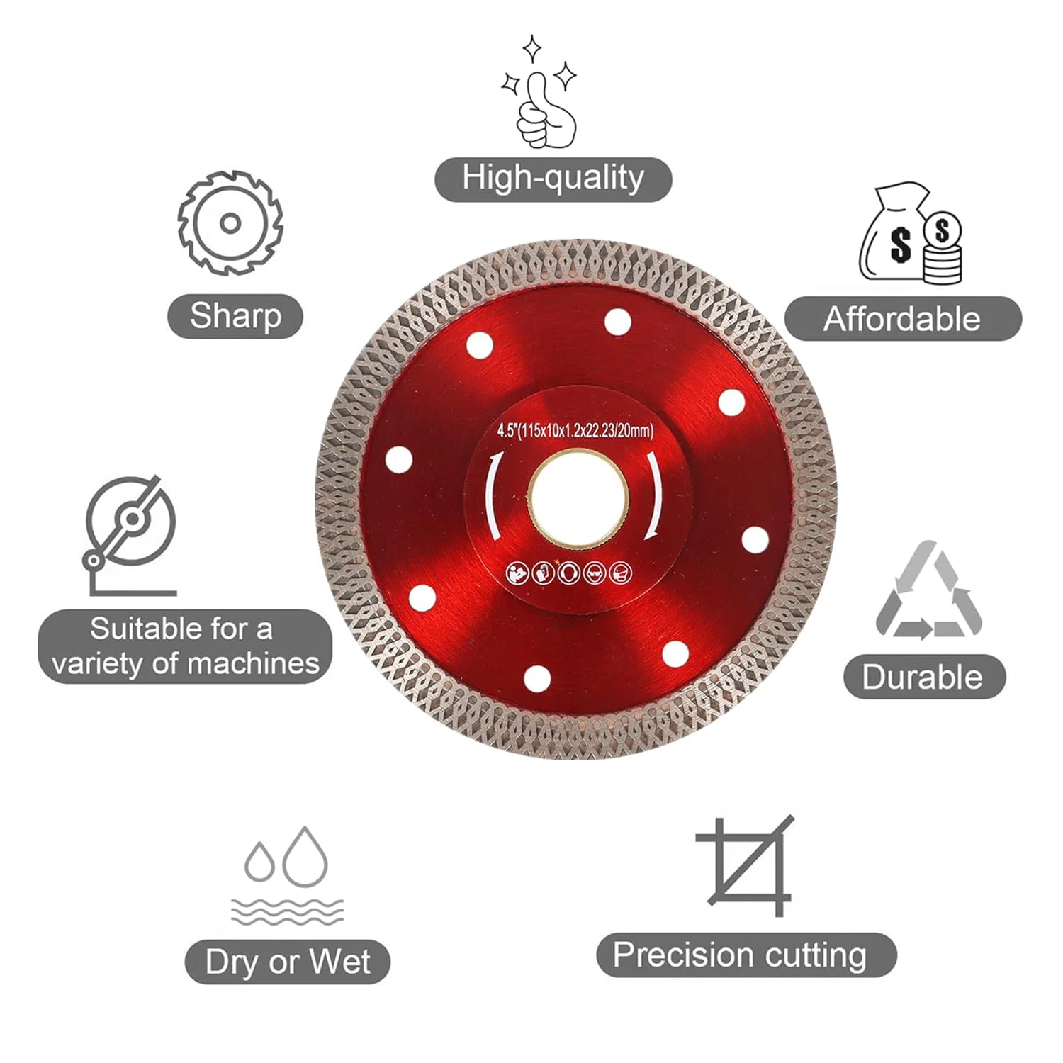 105/110/115/125/180/230mm Marble Corrugated Slice Diamond Circular Saw Blade for Ceramic Tile Marble Granite Cutting