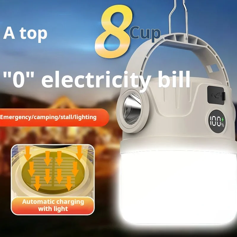 Amazon Hot Sale Rechargeable LED Camping Light Bulb Portable White Body ROHS Certified Emergency Mobile Tent Light for Camping
