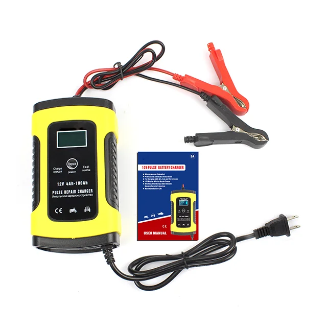 Full Automatic Car Motorcycle Battery Charger 110V To 220V 12V 5A LCD Smart Fast 3-STAGE Charging for Auto Lead-Acid Batteries