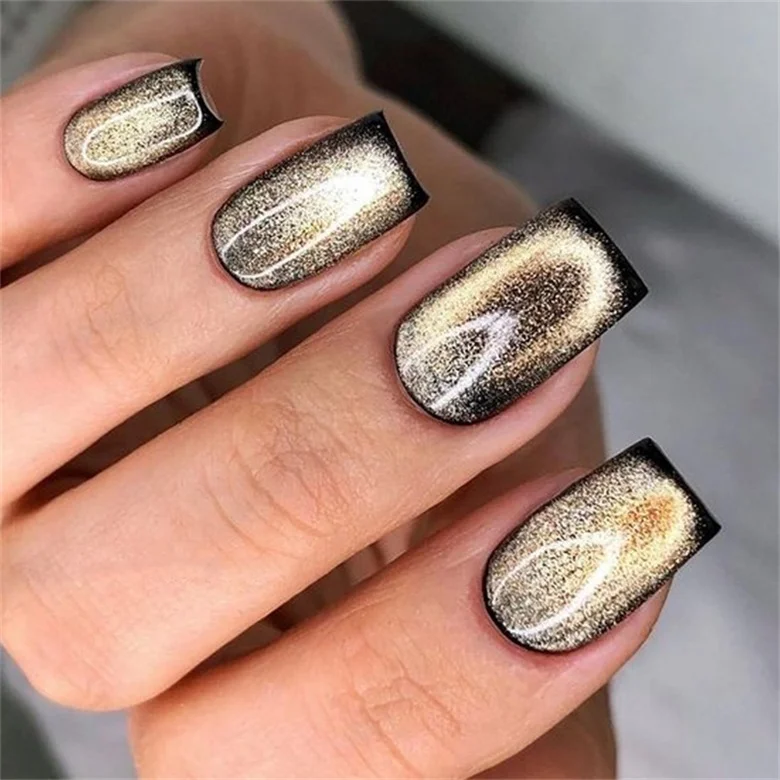 Vivid Handmade Press Gel Color For Navy Blue Nails Gold