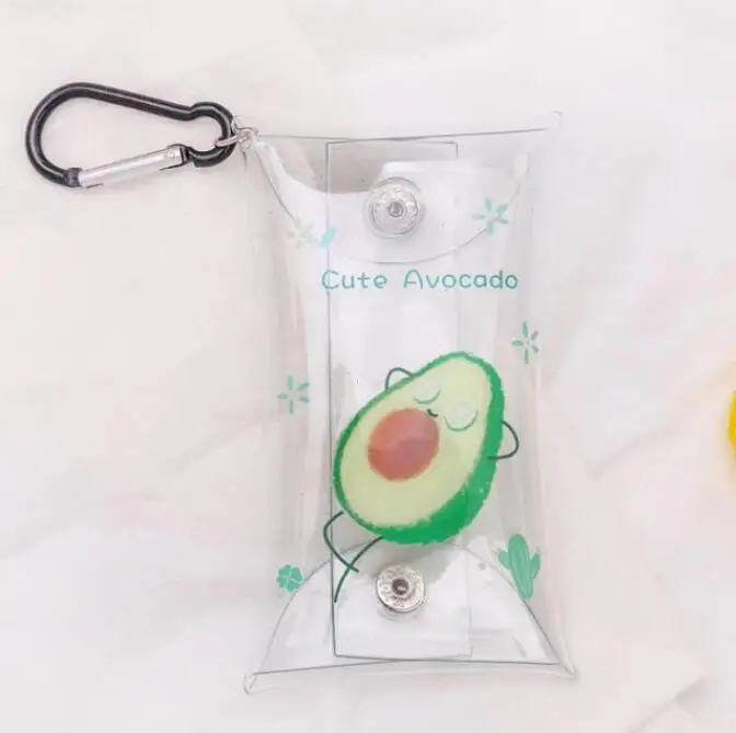 Cute Fruit Transparent Waterproof  Pencil Bags Coin Purse Wallet Pocket Bag Keychain Earphone Bag