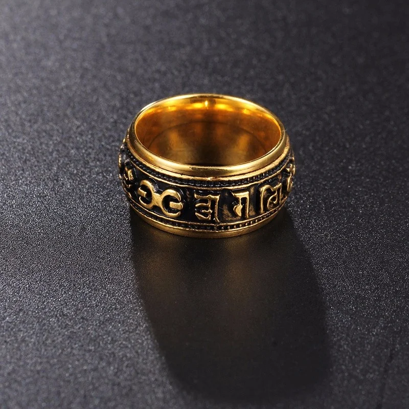 Luxury Mayan Gold Jewelry Men Alphabet Rings