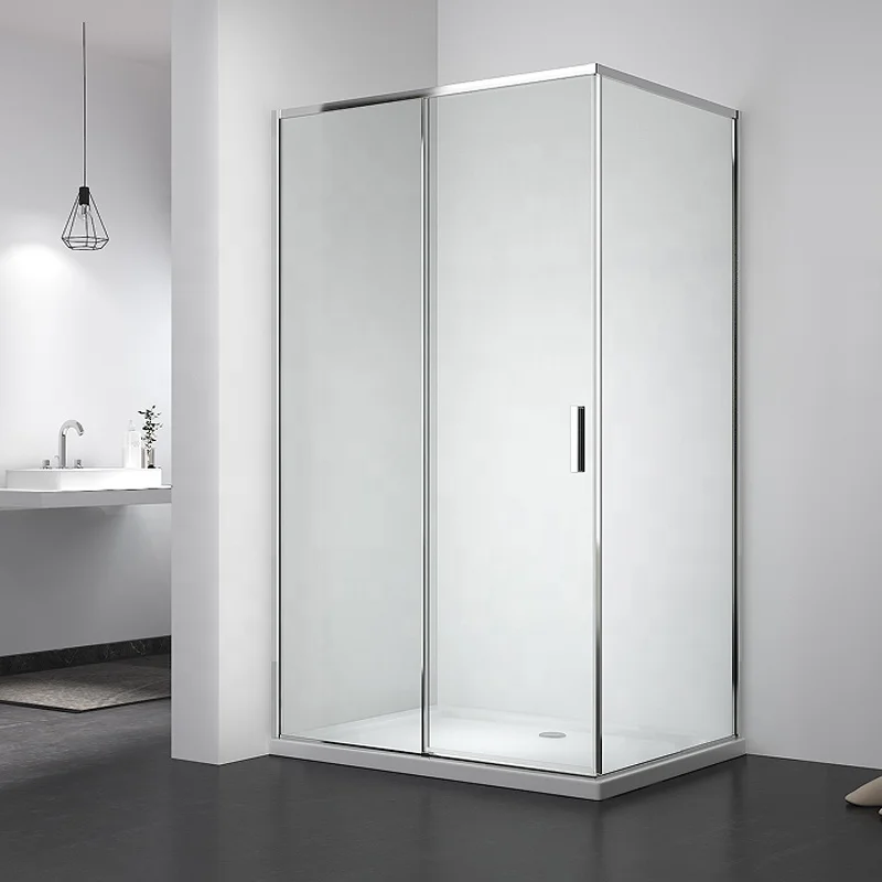 Hot sale bathroom aluminum frame shower door hotel modern tempered glass square black sliding shower enclosure