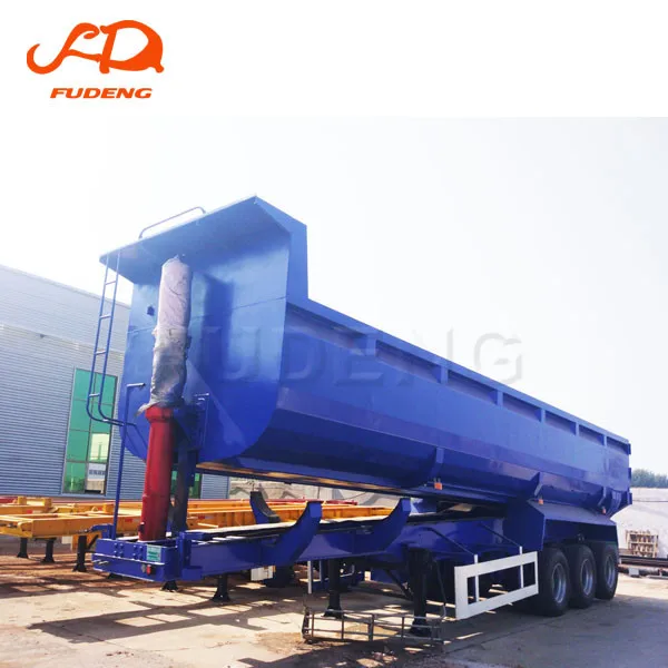 3axle 4axle  45 cubic Hydraulic Rear Dump trailers  U shape 60ton 80ton side tipper box  dump trailer  for sale