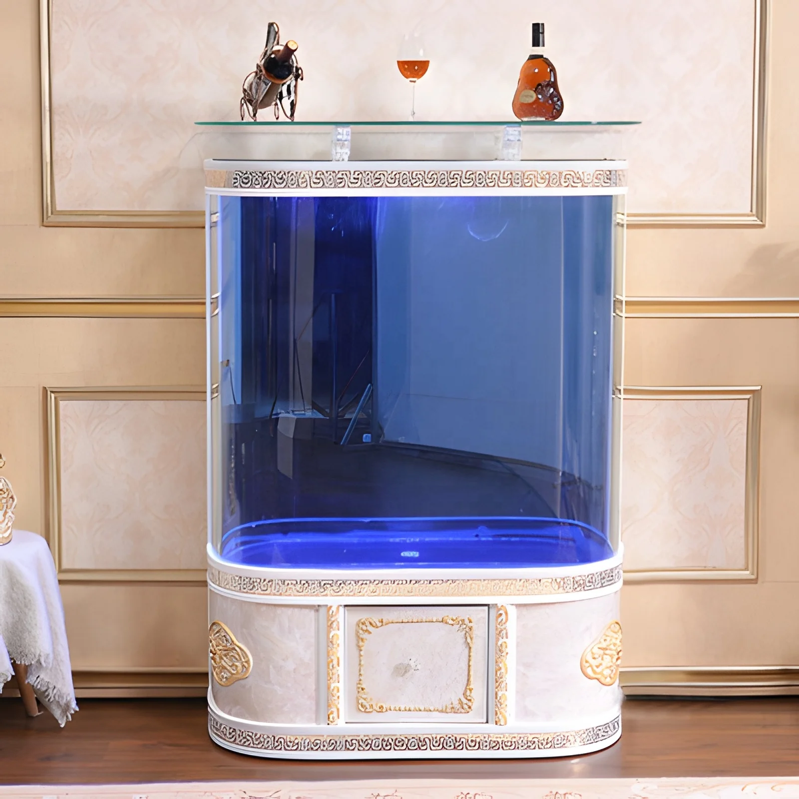 Floor-standing goldfish acrylic fish tank aquarium living room coffee table ecological free water change creative lazy tank