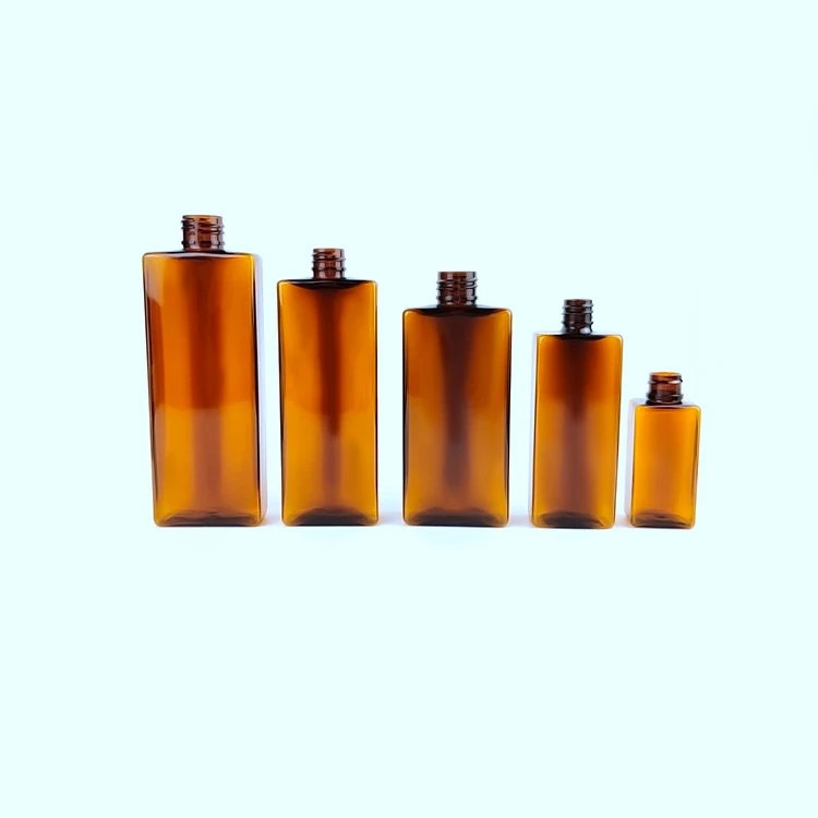 100% PCR 50ml to 400ml super Flat rectangle RPET bottle recycled plastic lotion bottle Customized color  shampoo bottle