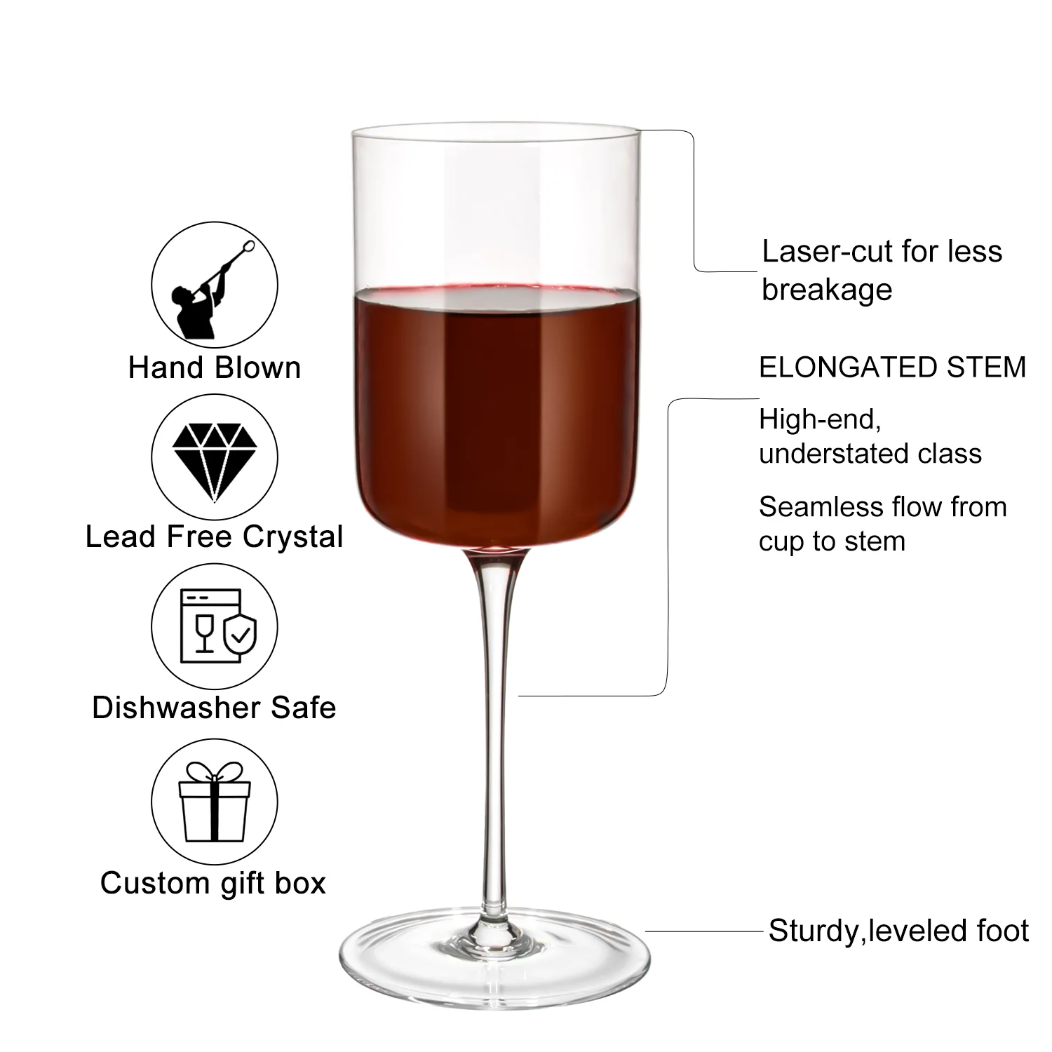 Handmade Luxury Clear Lead Free Crystal Wine Glasses Goblet ultra Thin Light weight Red white Wine Glass Set