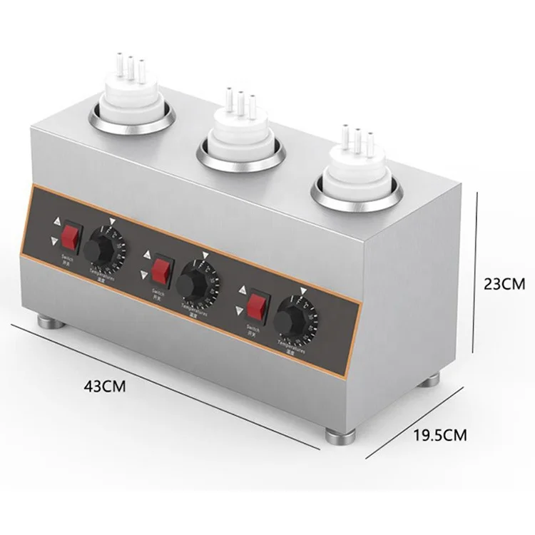 Good quality Stainless Steel Sauce Chocolate 3 Bottles Warming Machine Dispenser Melter Machine