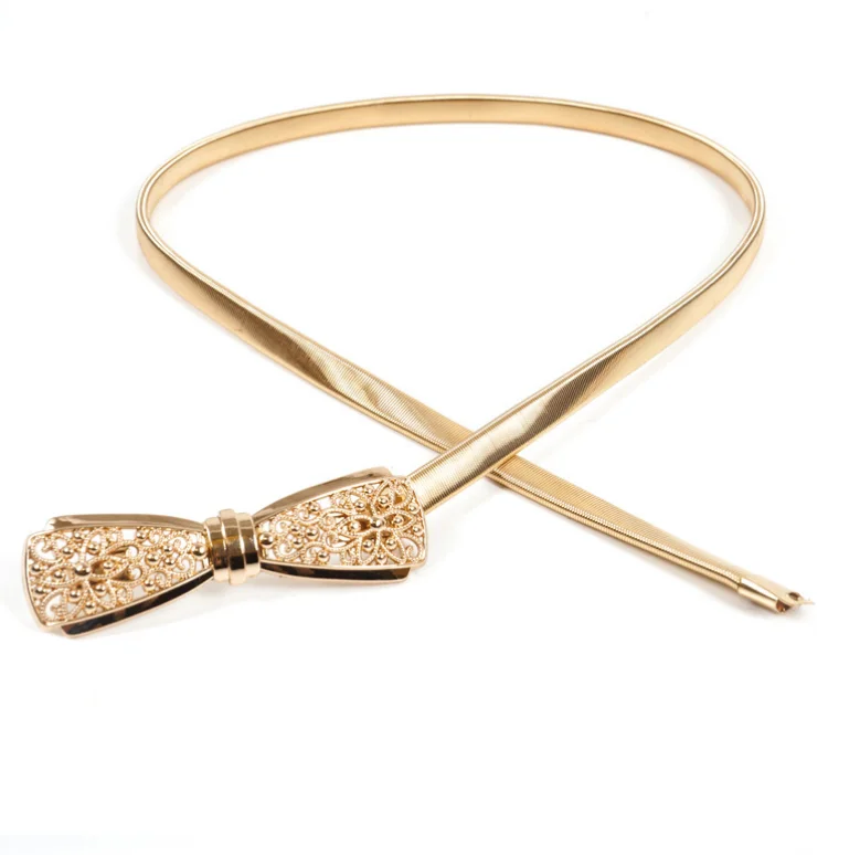 Gold Hollow Bowknot Metal Body Chain Waist Belt Charm