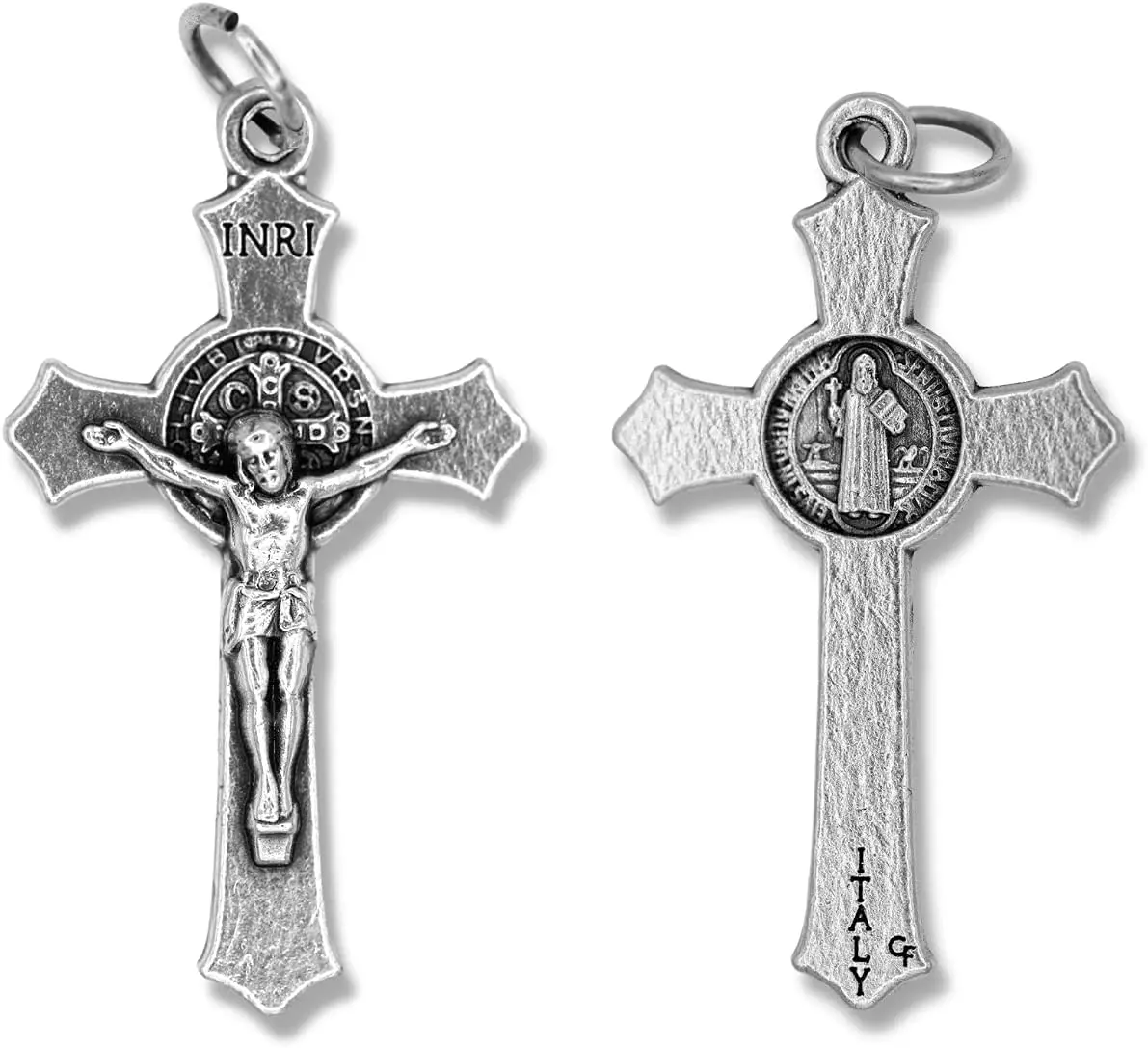 St Benedict Crucifix Cross for Rosary Silver Oxidized Crucifix Rosary Part for Catholic Necklace St Benedict Rosary_5