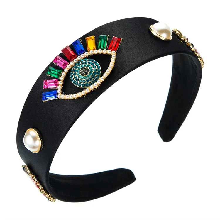 Повязки для волос в европейском и американском стиле, крупные Модные цветные украшения для волос со стразами и жемчугом