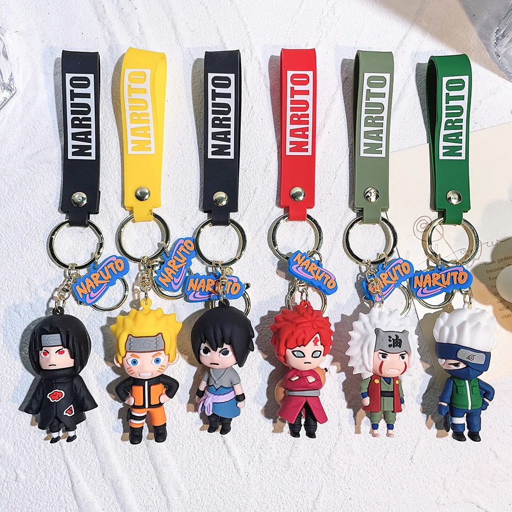 12 Designs PVC Silicone Key Chain Cute Anime Characters Jiraiya Uchiha Itachi Sasuke Kakashi Keychains for Anime Funs
