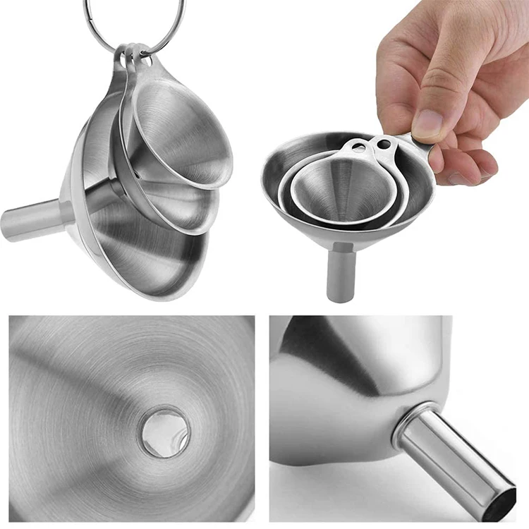 Set Of 3pcs Stainless Steel Funnel